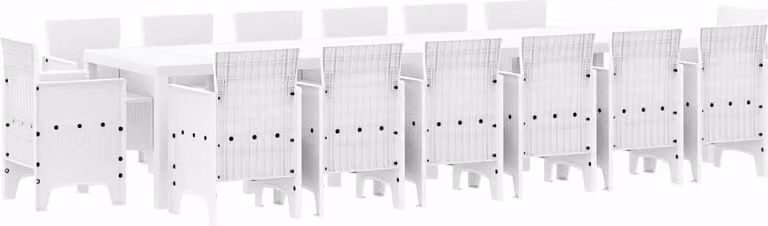 Set da Pranzo per Giardino 15 pcs Bianco Rattan Polt