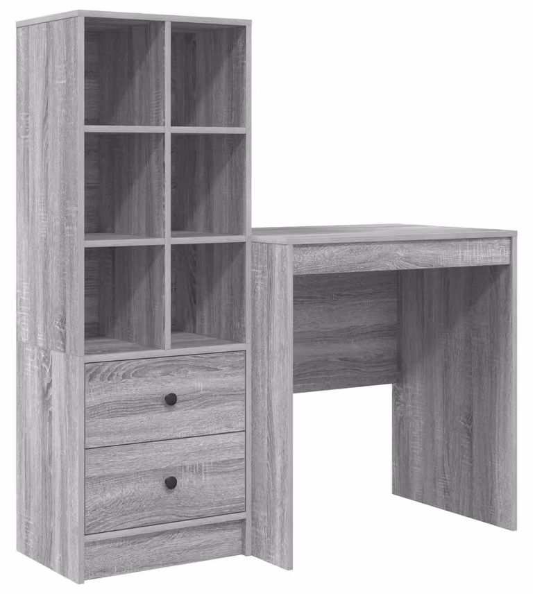 Scrivania con cassetto con lo scaffale 2 pcs Grigio Sonoma