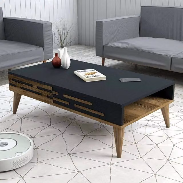 Tavolino da salotto moderno DMORA rettangolare in marrone e antracite L: 105 cm, H: 60 cm, P: 34,6 cm