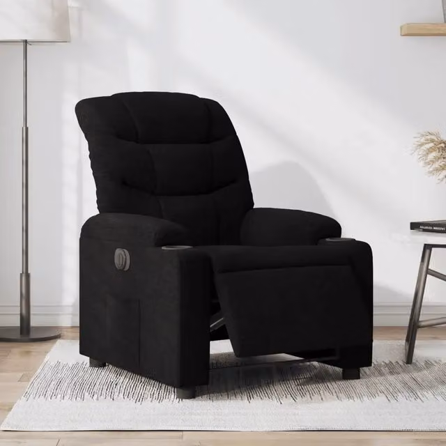 Poltrona Elettrica Reclinabile-Divano Sedia Nera in Tessuto 658194
