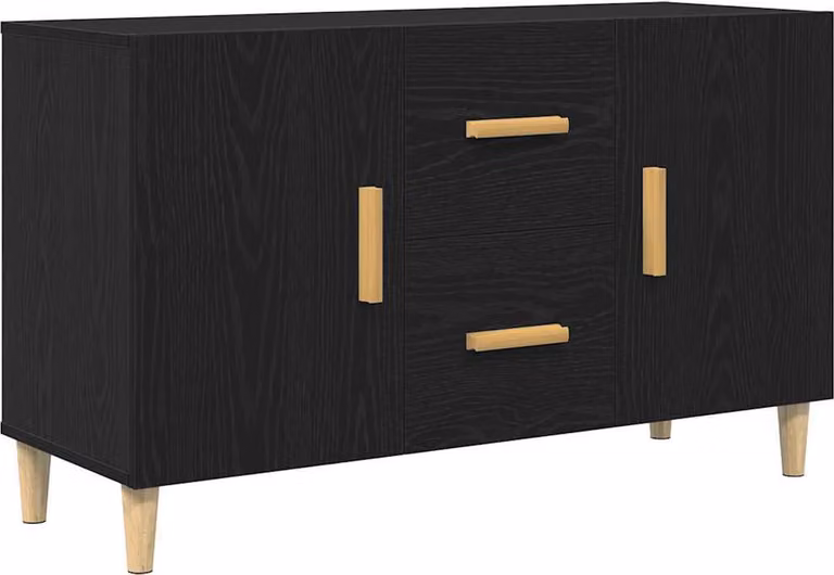 Credenza Rovere Nero 100x36x60 cm in Legno Multistrato