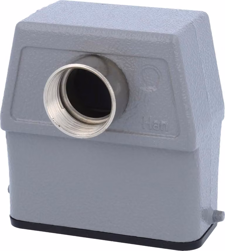 HARTING Han 10A Custodia con bocchettone alta, 1xPG13,5 Uscita cavi frontale, per 1 staffa (nella parte inferiore) Raccordo a vite PG13,5
