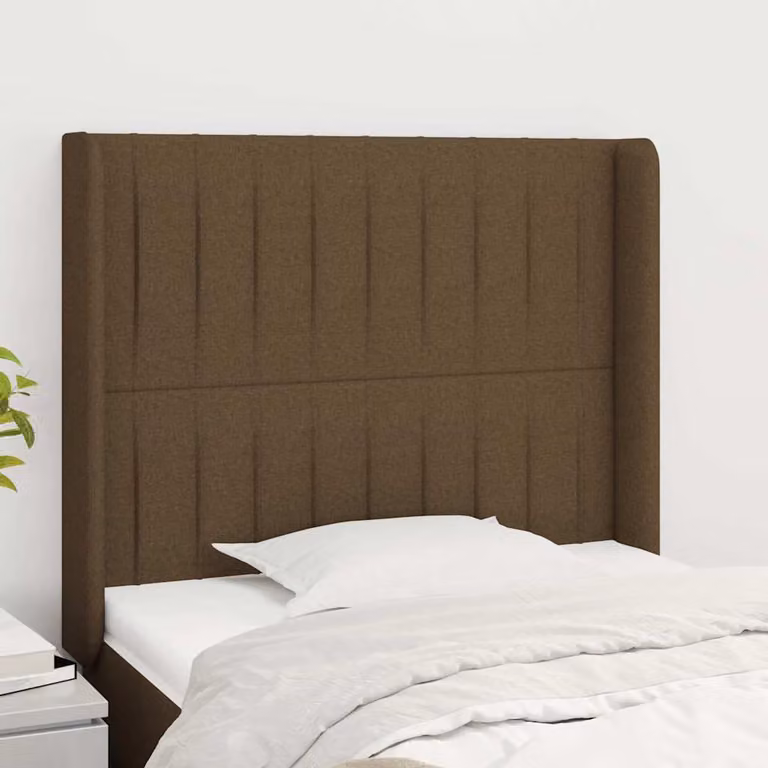 Testiera ad orecchio vidaXL in tessuto marrone scuro L: 93 cm, P: 16 cm, H: 118-128 cm
