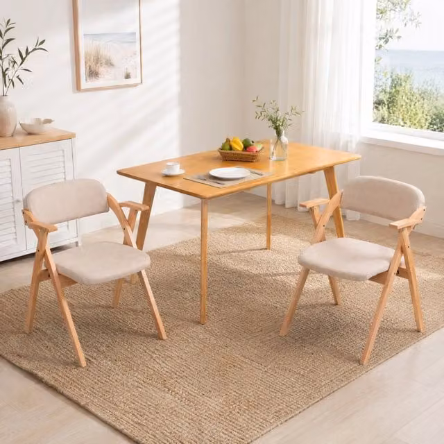 Set di 2 sedie pieghevoli in legno color kaki