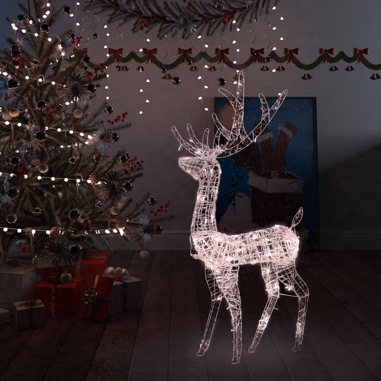 The Living Store LED renna acrilica decorazione natalizia 140 LED 120 cm bianco caldo