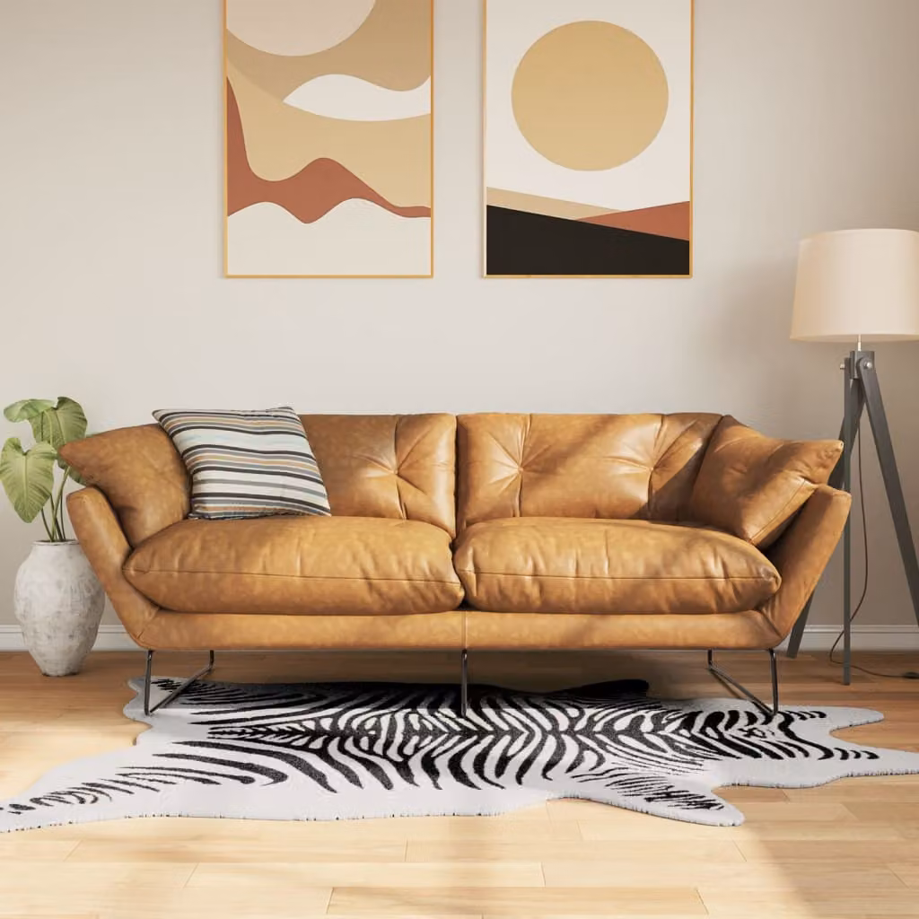 Tappeto vidaXL con motivo animal print zebrato, lavabile e fonoassorbente, Bianco e Nero, L: 120 cm, P: 170 cm