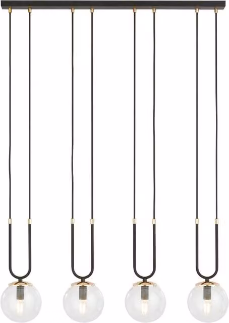 Lampadario Emibig Glam 4xE14 Nero/Trasparente Oro Vetro