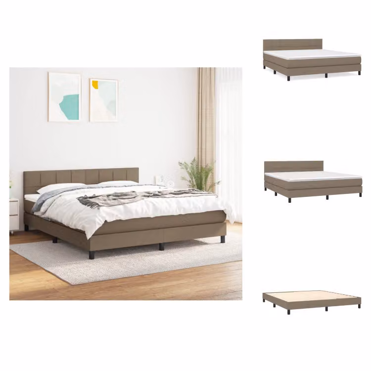 vidaXL Letto a molle con materasso in tessuto tortora 160x200 cm - Letti e strutture letto