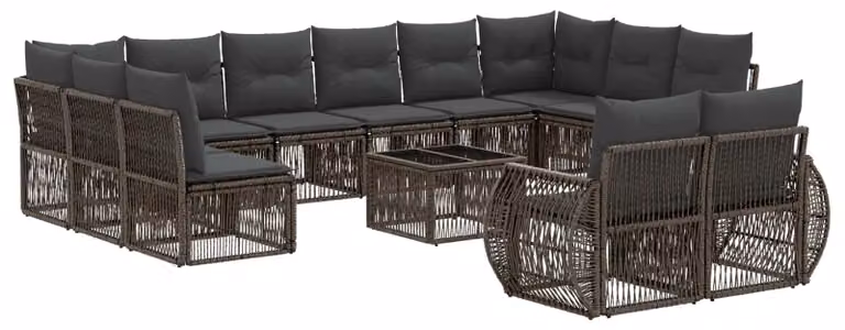 Set Divano da Giardino 13 pcs Grigio e Grigio Scuro polyrattan