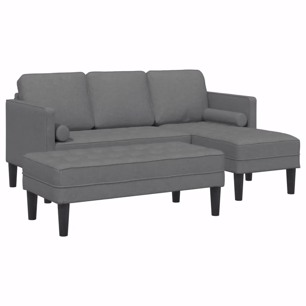 Set di 2 divani angolari moderni vidaXL in tessuto beige e grigio con cuscini inclusi – 2