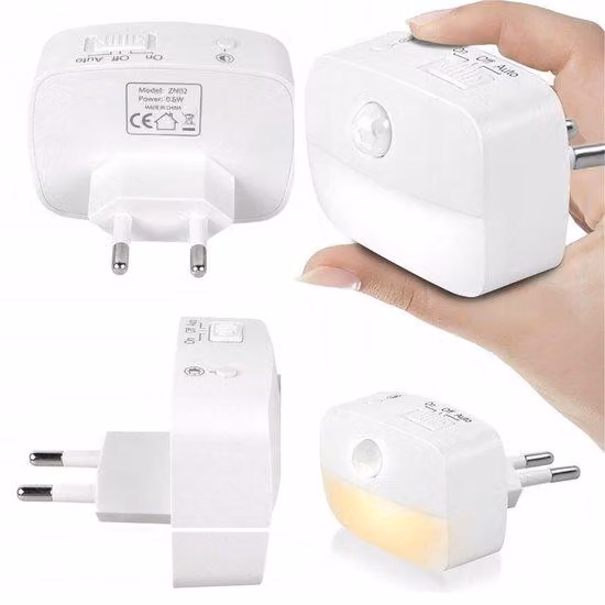 Lampada da comodino a LED con sensore di movimento - Adattatore di corrente UE - Illuminazione automatica