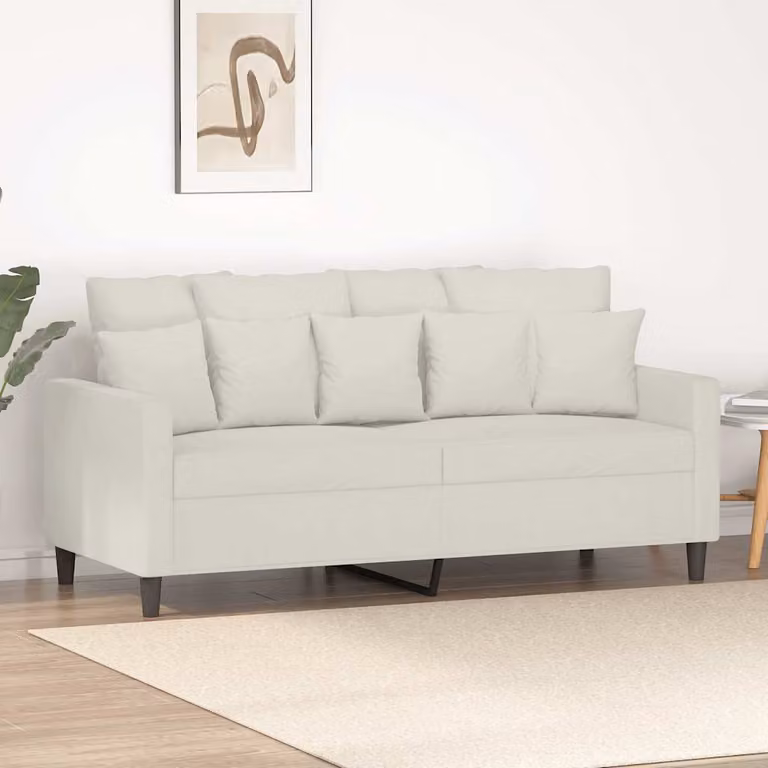 Divano a 2 posti vidaXL in velluto beige e bianco con struttura in metallo per il tuo soggiorno