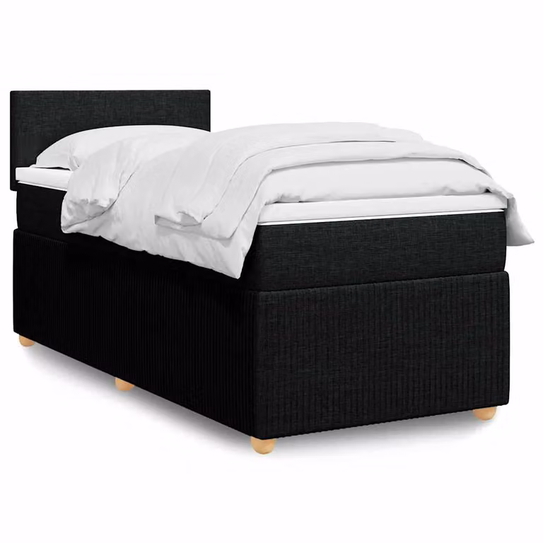 vidaXL Giroletto a Molle Ibrido con Materasso in Tessuto Nero L/P/H: 190 x 90 cm