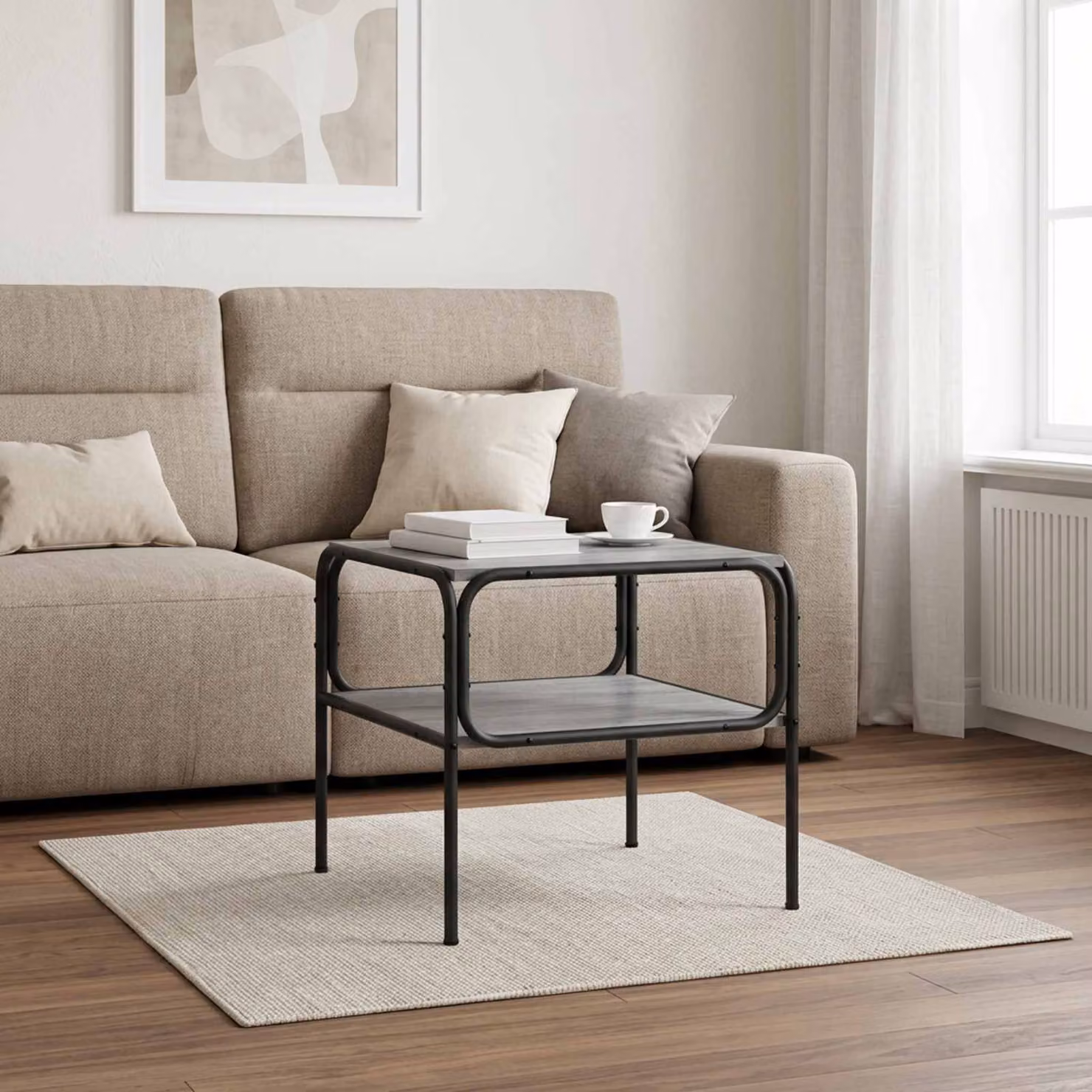 vidaXL Tavolo laterale moderno rettangolare grigio L: 100 cm, P: 50 cm, H: 46 cm