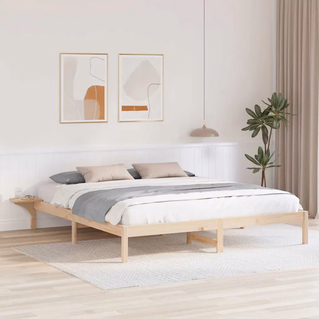 Struttura del letto moderna vidaXL in pino massello naturale con doghe rigide L/P: 200 x 200 cm