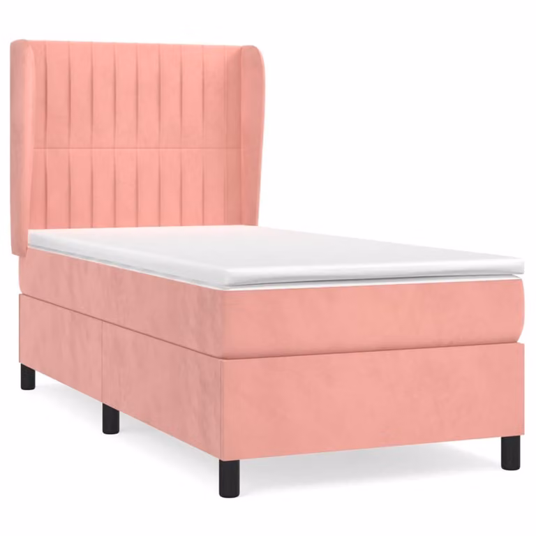 Giroletto a Molle con Materasso Rosa 90x190 cm in Velluto