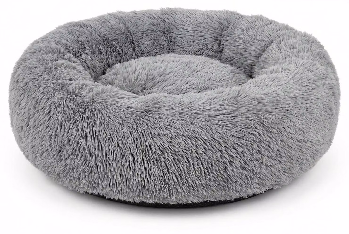 Elzusha - Cuccia rotonda per cani, morbida, grigia, con base antiscivolo
