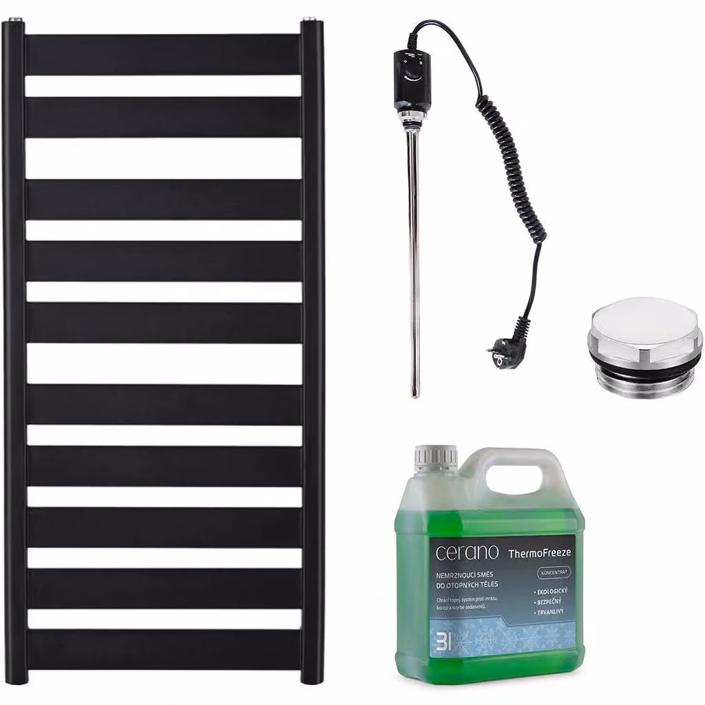 CERANO - Set di radiatori elettrici da bagno Marco - 600 W - nero opaco - 1125 x 550 mm