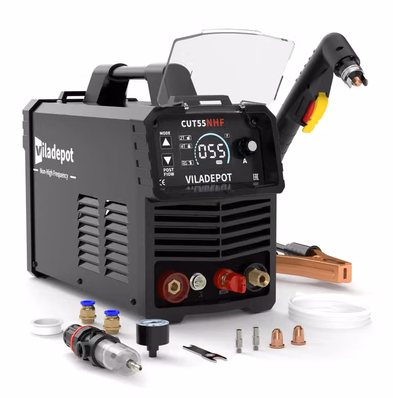 Tagliasaldatura a plasma - CUT55 NHF - Inverter IGBT - 220–240V - Spina EU - 20–55A - Accensione senza alta frequenza (Non-HF) - Spessore di taglio massimo: 20 mm - Modalità 2T/4T