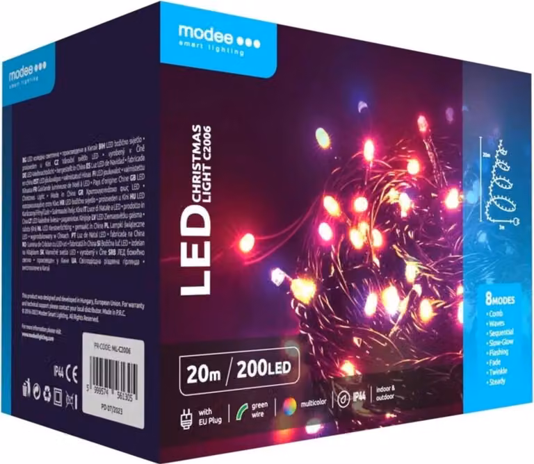 Modee Lighting Catena natalizia a LED 200 LED 20m multicolore