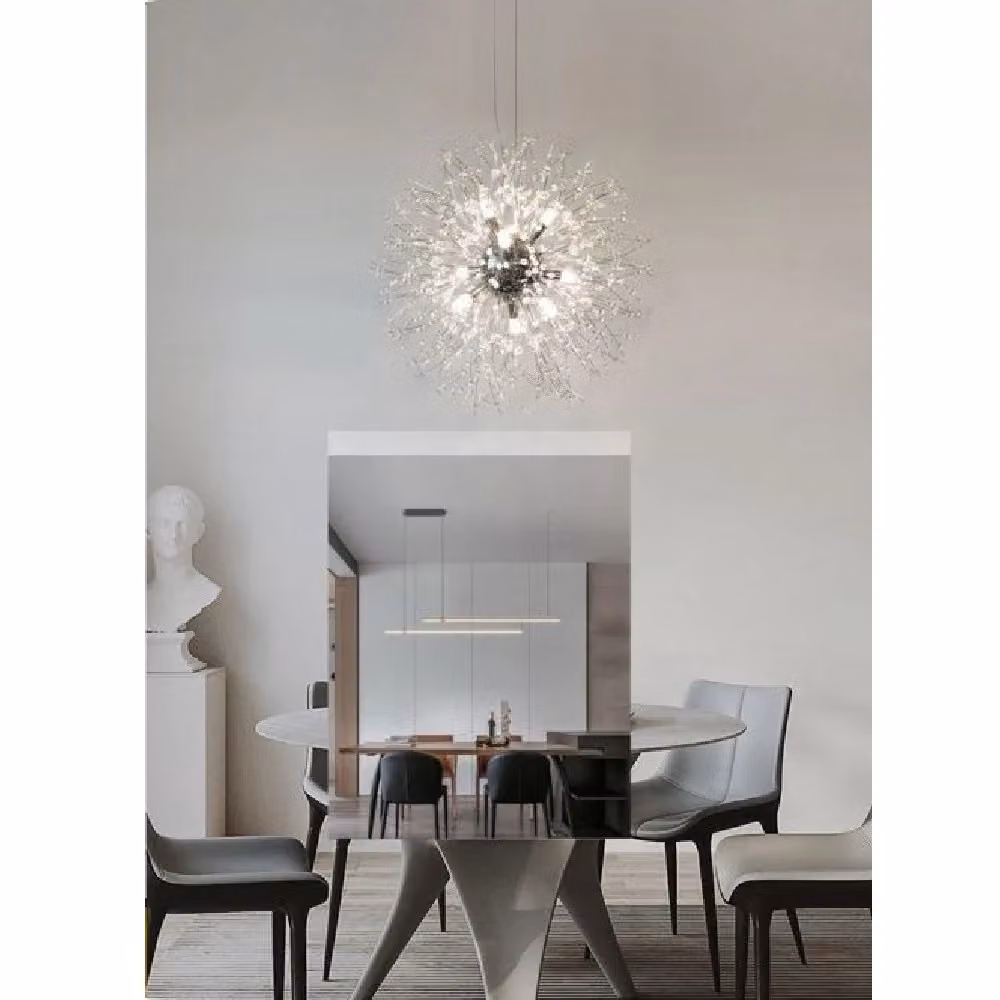 Trade Shop Lampadario a Sospensione Moderno Fuochi d'artificio in Cristallo e Metallo con Attacco G9, Disponibile in Oro/Ottone o Argento – 2