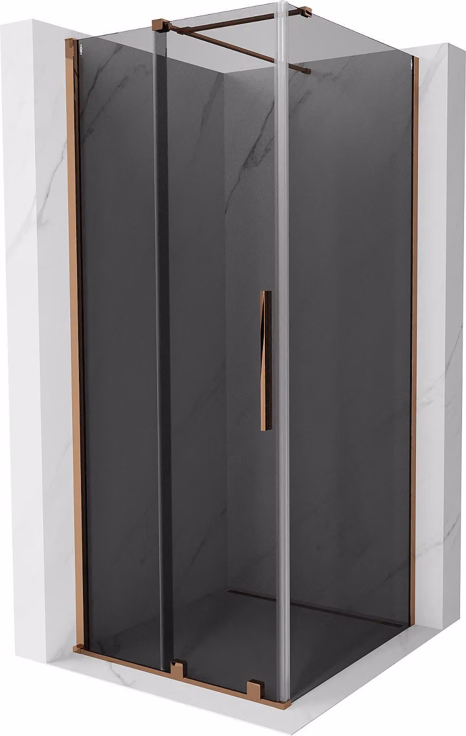 Mexen Velar cabina doccia scorrevole 120 x 120 cm, grafite, oro rosa - 871-120-120-41-60
