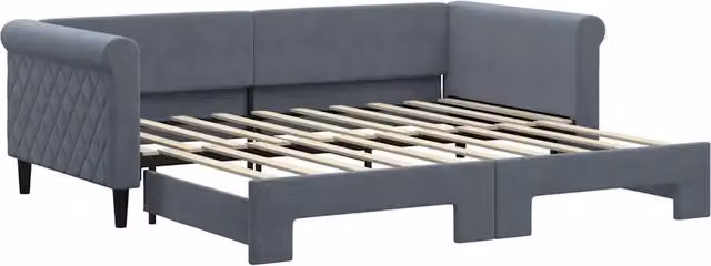 Divano letto | Sof¨¤ letto | Letto singolo Estraibile Grigio Scuro 90x190cm Velluto
