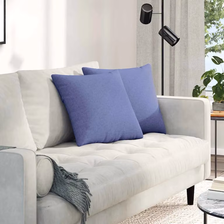 Set di 2 cuscini da divano quadrati vidaXL in tessuto blu jeans con fodera rimovibile, L/P/H: 45 x 45 x 45 cm