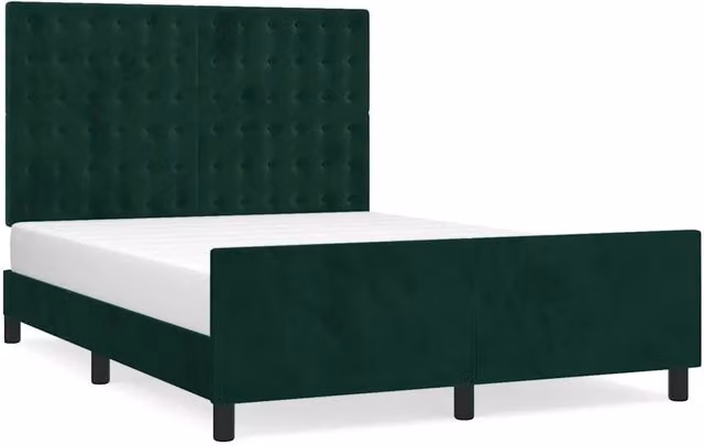 Letto matrimoniale | Letto per adulti | Giroletto senza Materasso Verde Scuro 140x200 cm in Velluto
