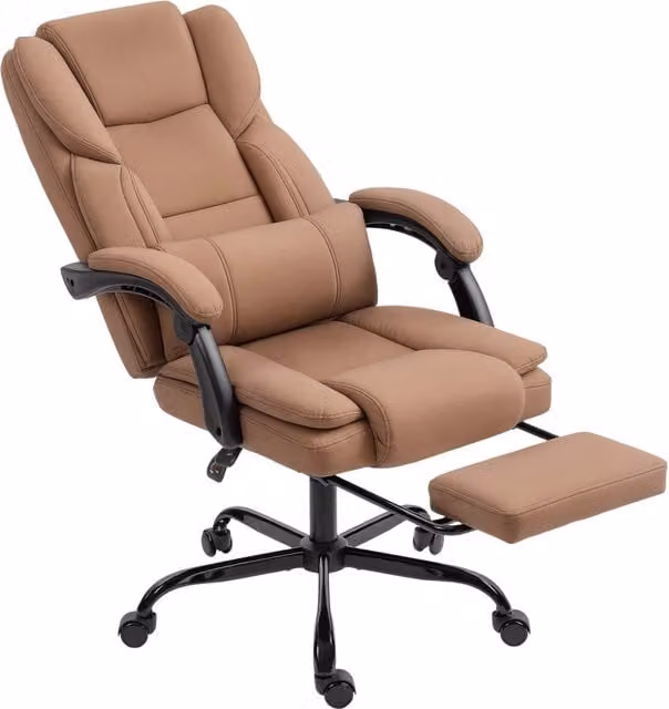 Sedia da Ufficio Reclinabile con Poggiapiedi ¨C Xylo ¨C Finta Pelle Marrone 65x67x111-119 cm