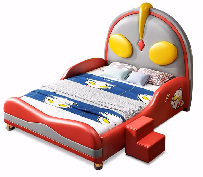 Letto a castello rosso con scaletta, adatto a bambini di entrambi i sessi, multifunzionale