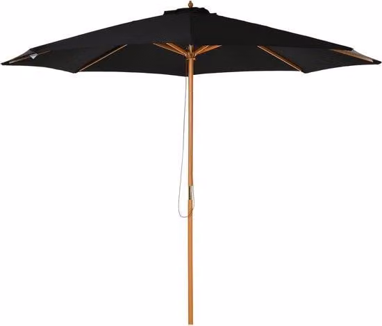 Ombrellone per postazioni di osservazione - 300 cm - Struttura in legno - Giardino - Bambù - Nero