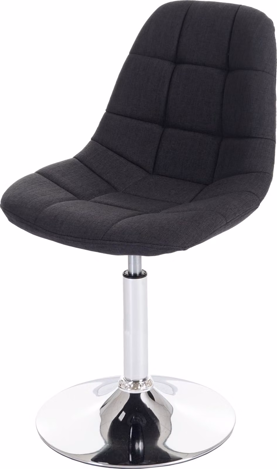Sedia da pranzo HWC-A60, sedia girevole, design retrò anni '50 ~ tessuto/tessuto grigio scuro, base cromata