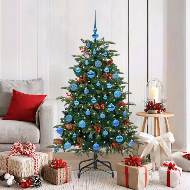 Albero di Natale artificiale vidaXL verde con 150 LED luce bianca calda, Altezza: 150 cm