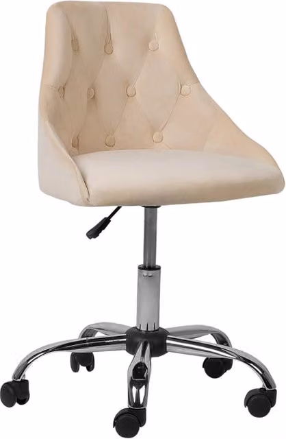 Sedia da ufficio girevole BELIANI in velluto beige con ruote e regolazione in altezza L: 60 cm, P: 60 cm, H: 80 cm