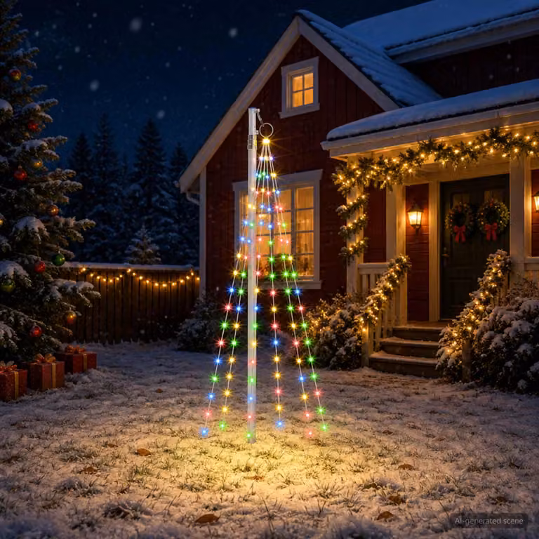 vidaXL Luci per albero di Natale con picchetti e asta per bandiera