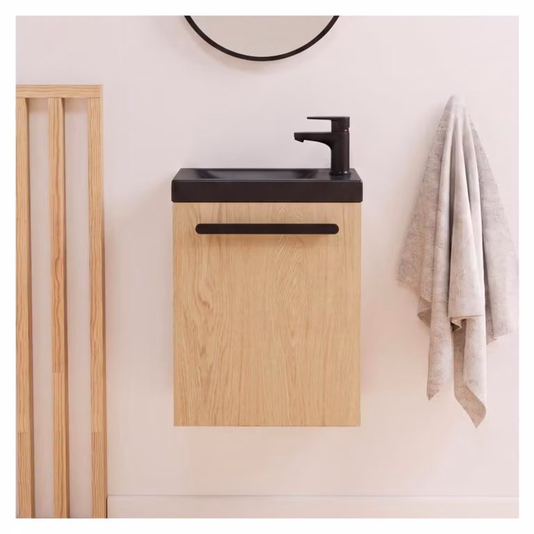Set lavabo a parete Nevada con rubinetto nero