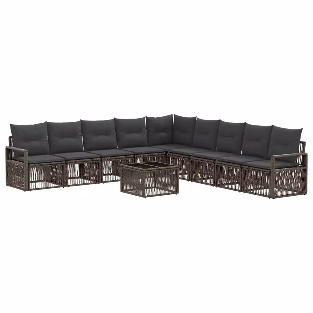 Set da giardino moderno vidaXL composto da 10 pezzi in rattan grigio con struttura in acciaio e cuscini imbottiti – 2