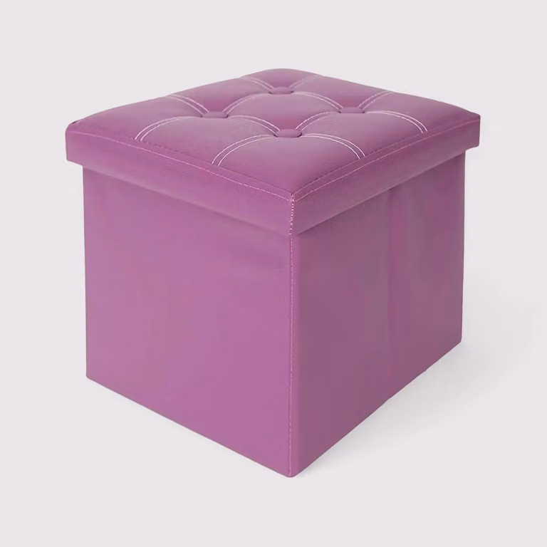Croco - Pouf viola contenitore a cubo in stile etnico