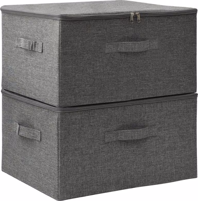 Scatole Portaoggetti 2pz in Tessuto 43x34x23 cm Antracite