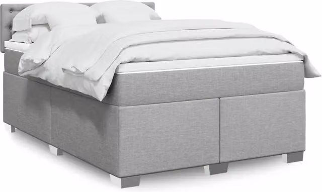Letto Ibrido con Giroletto a Molle e Materasso vidaXL, Grigio Chiaro e Bianco, L/P/H: 160 x 200 cm