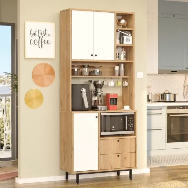 Madia Romallo, Credenza 2 Cassetti, 88x36x205h cm Marrone Rovere