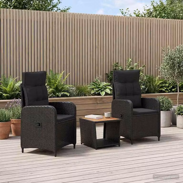 Maison Exclusive - Set da giardino per relax, composto da 3 pezzi, colore nero
