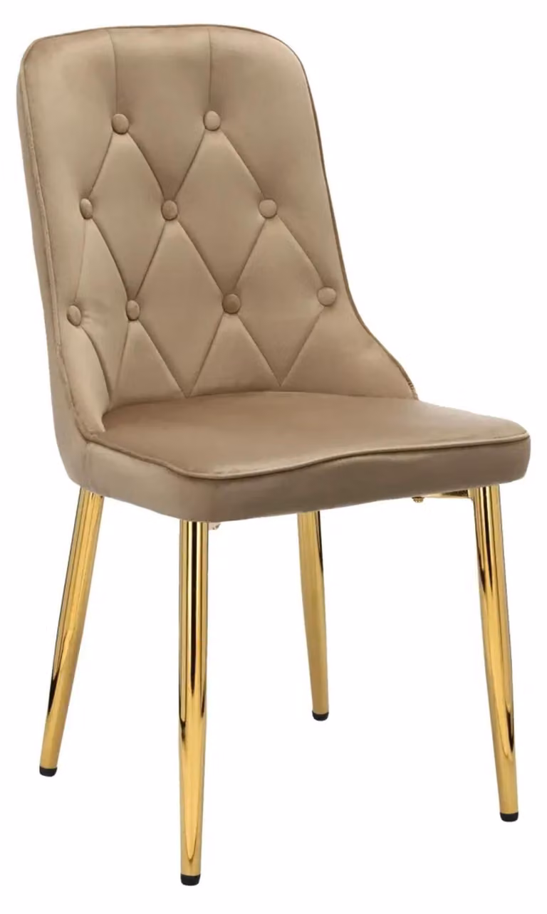 Poltrona imbottita in velluto VELVET GLAMOUR, sedia beige per soggiorno e sala da pranzo
