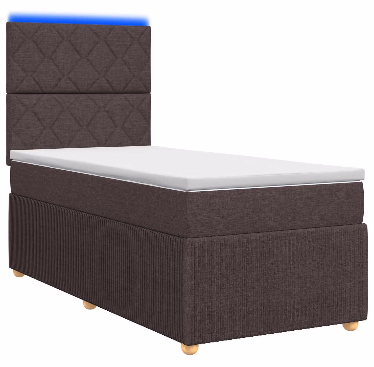 Letto boxspring LED con materasso marrone scuro 80 x 200 cm tessuto