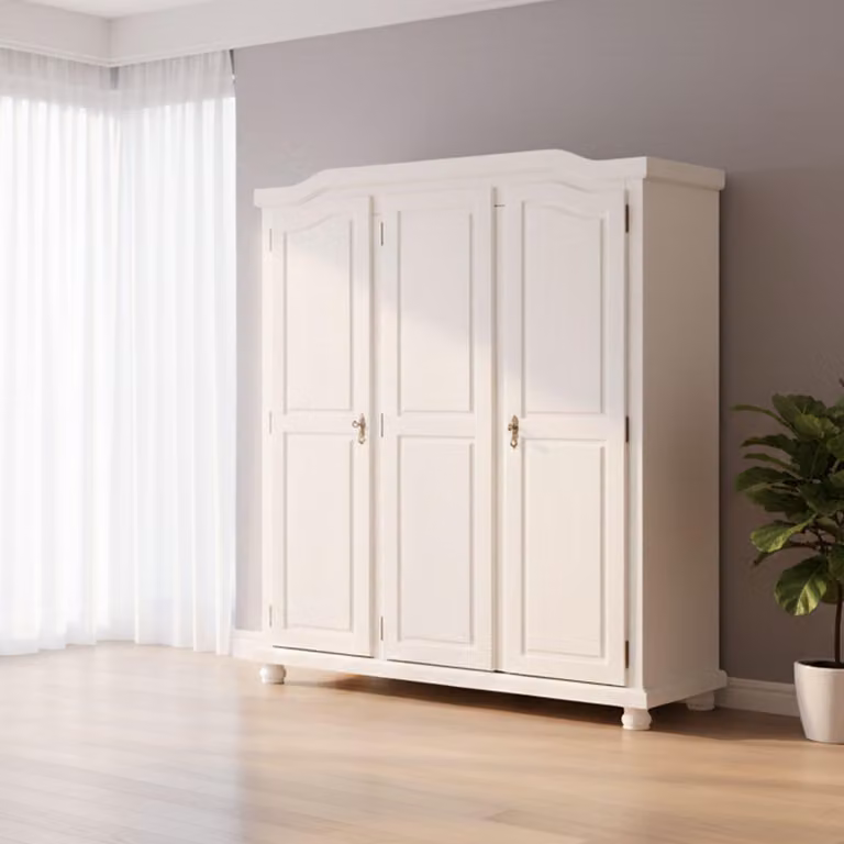 Calosso - Guardaroba 3 Ante, 150x56 cm Bianco, Appendiabiti
