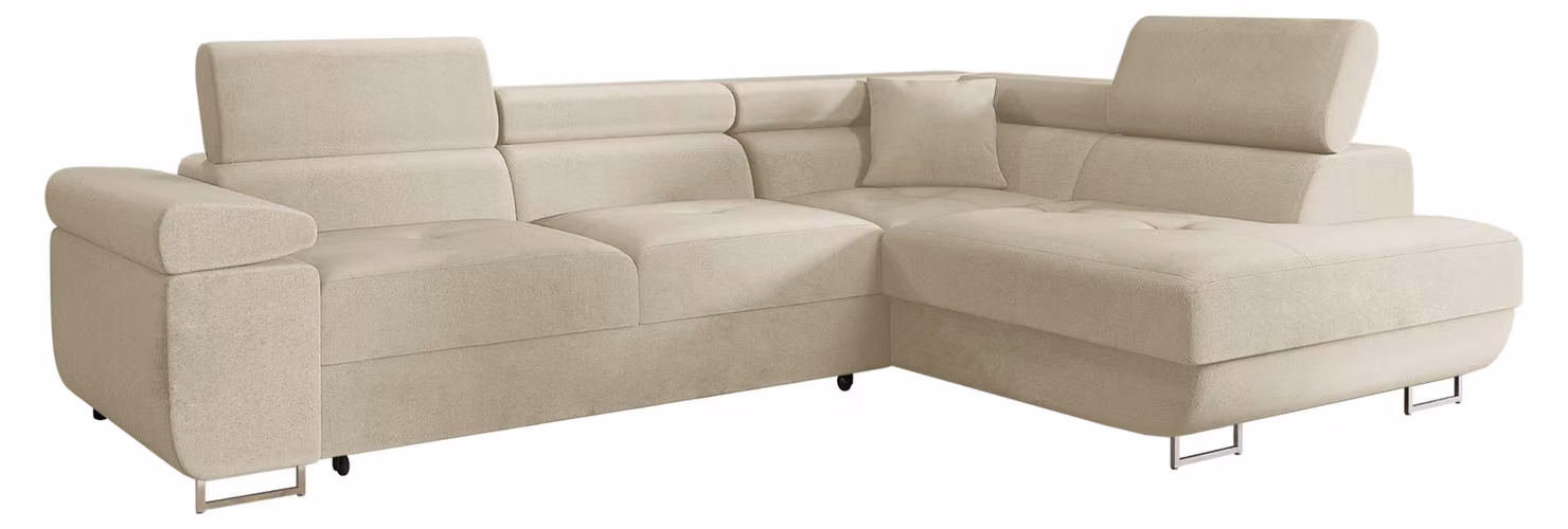 MIRJAN24 Divano ad angolo Torezio, elegante divano ad angolo con contenitore e funzione letto, divano letto moderno (Polo 872, lato: destro)