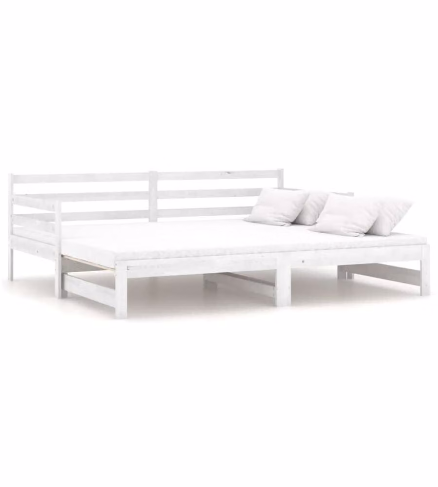 vidaXL Divano Letto Multifunzionale Estraibile in Legno Massello di Pino Bianco, L/P/H: 90 x 200 cm