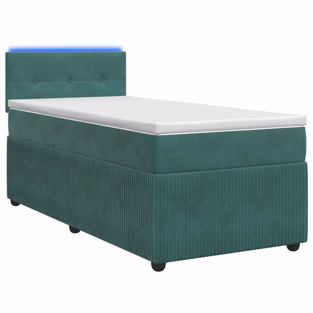 Letto box spring con materasso ibrido vidaXL in velluto verde scuro L/P: 100 x 200 cm – 2