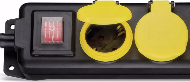 goobay striscia di prese a 5 vie a prova di schizzo nero/giallo 3 m (BulK)